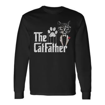 The Catfather Cat Dad Lovers Fathers Day Long Sleeve T-Shirt - Monsterry DE