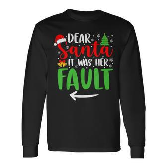 Christmas Matching Couples His Hers Pajamas Long Sleeve T-Shirt - Monsterry