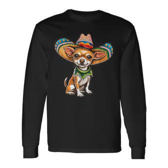 Cinco De Mayo Chihuahua Graphic Long Sleeve T-Shirt - Seseable
