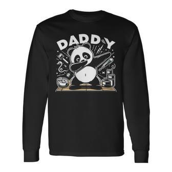Cute Dabbing Panda Dad Daddy Bear Father's Day Dance Long Sleeve T-Shirt - Seseable