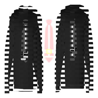 Cute Santa Claus Minimalist Christmas Tie Graphic Long Sleeve T-Shirt - Monsterry