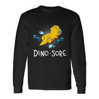 Dinosaur Workout Gym Fitness Lifting Cute Dino Sore Long Sleeve T-Shirt - Seseable
