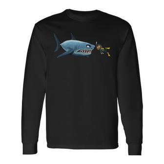 Diving Scuba Diving Deep Sea Diver Shark Novelty Long Sleeve T-Shirt - Thegiftio UK