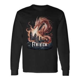Dragon Fantasy Feminism Long Sleeve T-Shirt - Monsterry CA