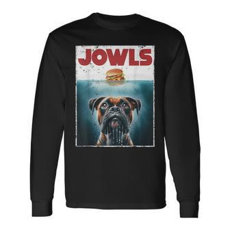 Drooling Boxer Jowls Fawn Dog Mom Dog Dad Burger Long Sleeve T-Shirt - Seseable
