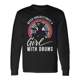 Drummer Girl Long Sleeve T-Shirt - Seseable