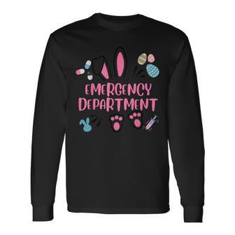 Emergency Department Rabbit Bunny Happy Easter Eggs Long Sleeve T-Shirt | Mazezy