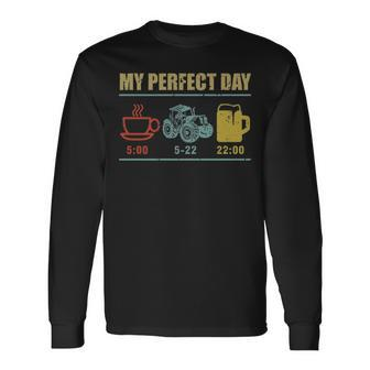 Farmer Perfect Day Tractor Agriculture Long Sleeve T-Shirt | Mazezy