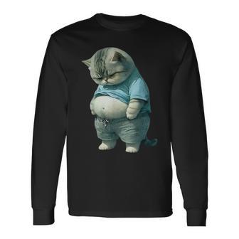 Fat Cat Big Belly Cat Big Cat Cute Long Sleeve T-Shirt - Seseable