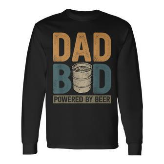 Fathers Day Dad Bod Jokes Powered By Beer Lover Long Sleeve T-Shirt - Monsterry UK