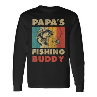 Fishing Papa's Fishing Buddy Vintage Fishing Long Sleeve T-Shirt - Thegiftio UK