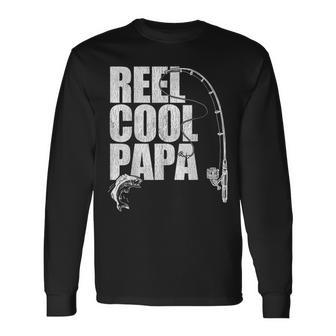 Fishing T Reel Cool Papa Fathers Day Long Sleeve T-Shirt - Monsterry