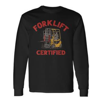 Forklifts Operator Forklift Certified Retro Skeleton Long Sleeve T-Shirt - Monsterry DE
