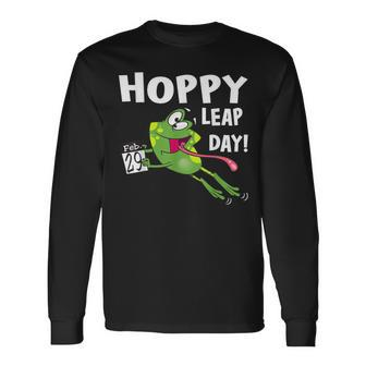 Frog Hoppy Leap Day February 29 Leap Year Birthday Long Sleeve T-Shirt - Seseable