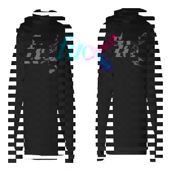 Fuck Thyroid Cancer Awareness Ribbon Long Sleeve T-Shirt - Monsterry