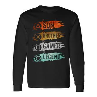 Gamer Vintage Video Games For Boys Brother Son Long Sleeve T-Shirt - Seseable
