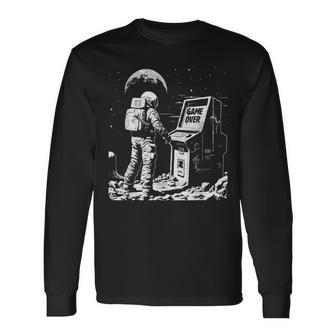 Gaming Astronaut Gamer In Space Video Game Games Over Long Sleeve T-Shirt - Thegiftio UK