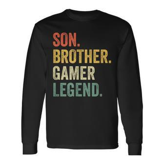 Gaming Son Brother Gamer Legend Video Game Vintage Long Sleeve T-Shirt - Thegiftio UK