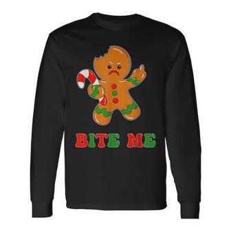 Gingerbread Man Bite Me Christmas Cookie Costume Long Sleeve T-Shirt - Monsterry UK