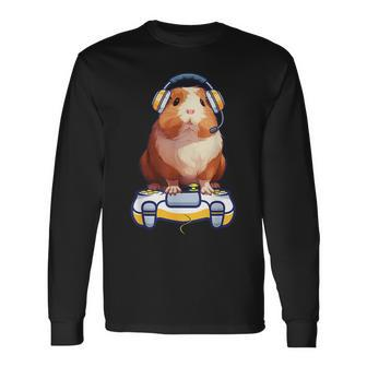 Guinea Pig And Video Gamer Lover Fluffy Cavy Gamers Long Sleeve T-Shirt - Thegiftio UK