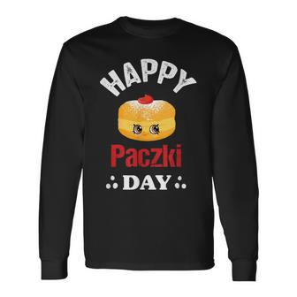 Happy Paczki Day Polish Fat Thursday Donut Poland Long Sleeve T-Shirt - Seseable