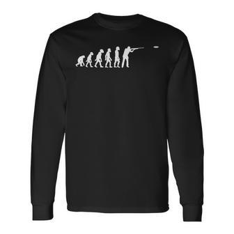 Human Sporting Clays Evolution Player Pigeon Shooter Long Sleeve T-Shirt - Monsterry DE