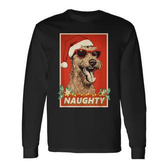 Irish Terrier Christmas Naughty Vintage Long Sleeve T-Shirt - Monsterry