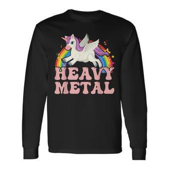 Ironic Cool Unicorn Heavy Metal Music Festival Long Sleeve T-Shirt - Seseable