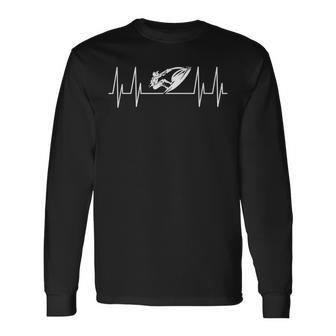 Jet Skiing Heartbeat Long Sleeve T-Shirt - Monsterry