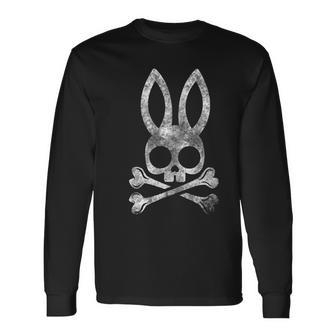 Jolly Roger Bunny Skull Crossbones Egg Hunt Easter Day Long Sleeve T-Shirt | Mazezy