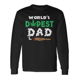 Marijuana Leaf World's Dopest Dad Weed Cannabis Long Sleeve T-Shirt | Mazezy