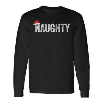 Matching Couples Naughty Nice Christmas His And Hers Long Sleeve T-Shirt - Monsterry