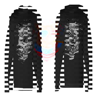 Meowica Siamese Cat Lover Owner Usa Flag 4Th Of July Long Sleeve T-Shirt | Mazezy