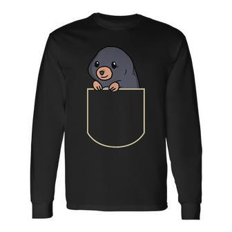 Mole In Chest Pocket Mole Pocket Long Sleeve T-Shirt - Monsterry