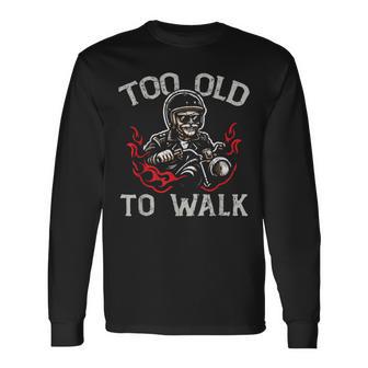 Motorcycle Grandpa Motorbike Vintage Biker Grandad Long Sleeve T-Shirt - Monsterry AU