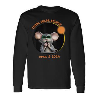 Mouse Watching Total Solar Eclipse 2024 Long Sleeve T-Shirt - Monsterry