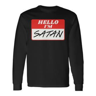 Name Tag Hello I Am Satanic Gothic Soft Grunge Long Sleeve T-Shirt - Seseable