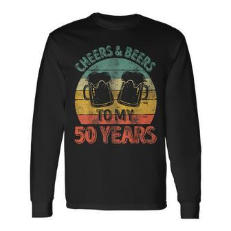 Old Drinker 50Th Cheers And Beers To My 50 Years Long Sleeve T-Shirt - Thegiftio UK