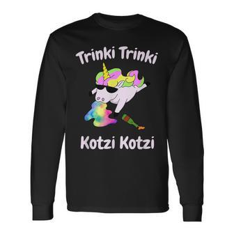 Party Unicorn Saufen Trinki Kotzi Langarmshirts - Seseable