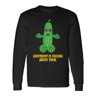 Pickleball Humor Dirty Joke Pickle's Balls Suggestive Long Sleeve T-Shirt - Monsterry UK