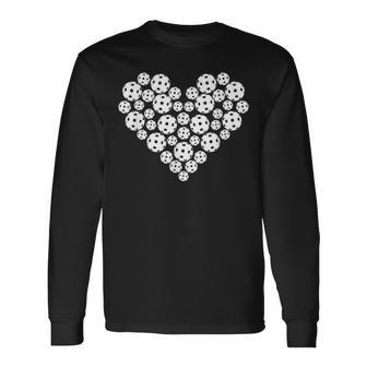 Pickleball Love Heart Shape Valentine Long Sleeve T-Shirt - Monsterry