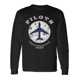 Pilot Quote Retro Airplane Vintage Aircraft Aviators Long Sleeve T-Shirt | Mazezy DE