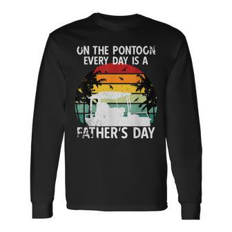 Pontoon Father's Day Vintage Sunset Boat Captain Long Sleeve T-Shirt - Thegiftio UK