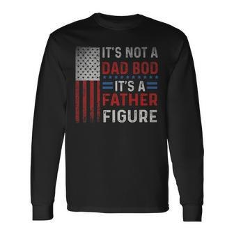 Quotes Fathers Day Dad Bod Father 4Th Of July Usa Flag Long Sleeve T-Shirt - Seseable