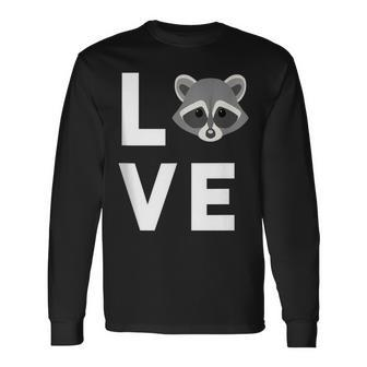 Raccoon Face Animal Lover Cute I Love Raccoons Long Sleeve T-Shirt - Monsterry AU