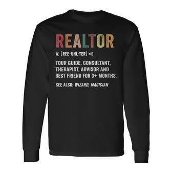 Realtor Definition Realtor Life Real Estate Agent Long Sleeve T-Shirt - Monsterry