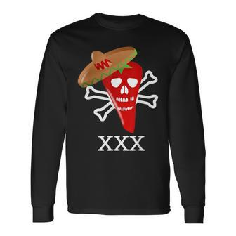 Red Hot Chili Ghost Pepper Food Humor Long Sleeve T-Shirt - Monsterry UK
