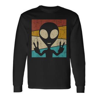 Retro 80'S Style Vintage Ufo Lover Alien Space Long Sleeve T-Shirt - Monsterry