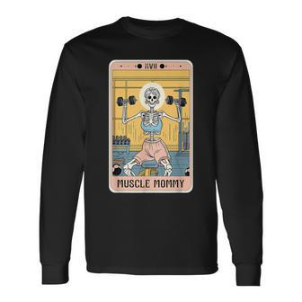 Skeleton Fitness Workout Muscle Mommy Tarot Card Long Sleeve T-Shirt - Thegiftio UK