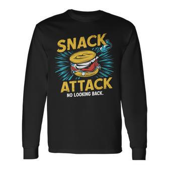 Slogan Snack Attack No Looking Back Long Sleeve T-Shirt - Monsterry DE